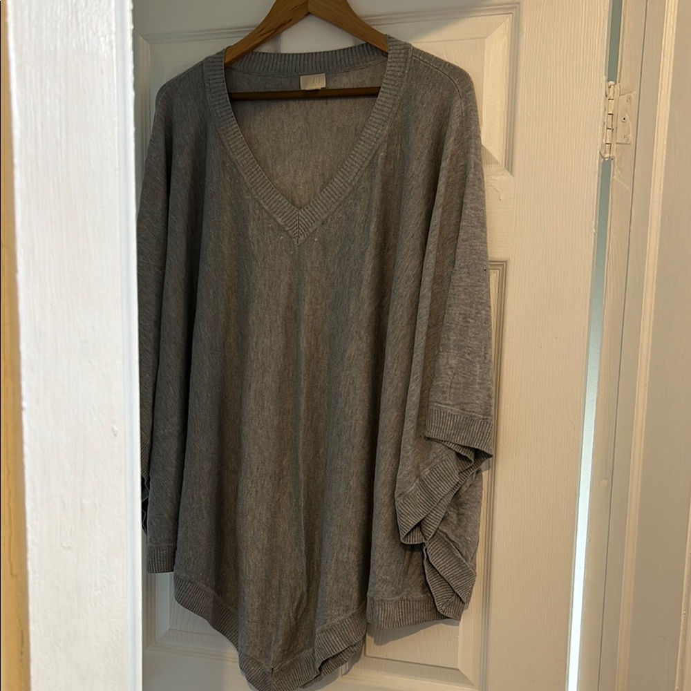 Cozy Grey Knit Sweater Cape